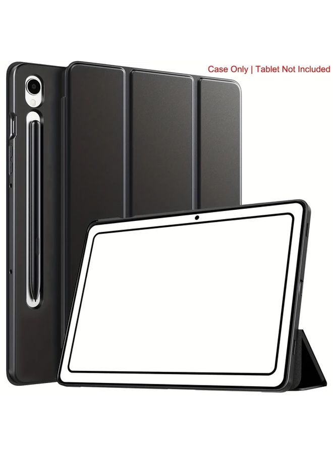 غطاء ذكي من الجلد البولي يوريثان الأسود للجهاز اللوحي مع خاصية الإيقاظ والنوم التلقائي وحامل الوقوف - Image 1