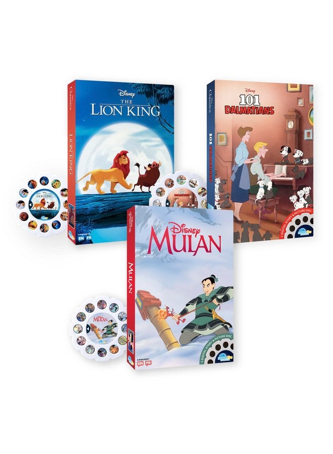 مونليت مجموعة قصصية من 3 قطع، الأسد الملك، 101 كلب مرقش، مولان، قصص رقمية لجهاز العرض، هدايا التعلم المبكر للأطفال من سن سنة فما فوق - Image 1