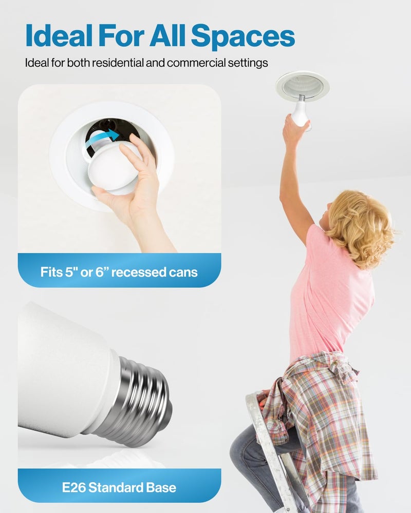 Sunco Lighting Sunco 6 Pack BR30 Light Bulbs LED, Recessed Can Light Bulbs, Indoor Flood Bulb, 850 LM, 11W (65W Equivalent), 6000K Daylight Deluxe, Dimmable, E26 Base, for Home, Kitchen, Bedroom UL. - Image 4