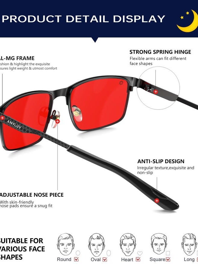 ANYLUV Blue-Light-Glasses Men Blue-Light-Blocking Glasses: Blue Light Gaming Glasses Anti Eyestrain UV Protection - Image 3