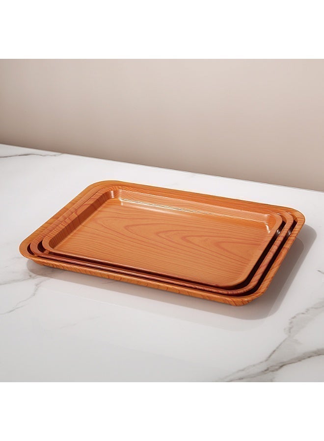 Ayshal 3 PCS Serving Tray, Wood Grain Serving Tray, Serving Plate, Spill-Proof Tray, Fruit Decorative Platter, Tea Snack Tray for Coffee, Family Party and Festival - Image 4