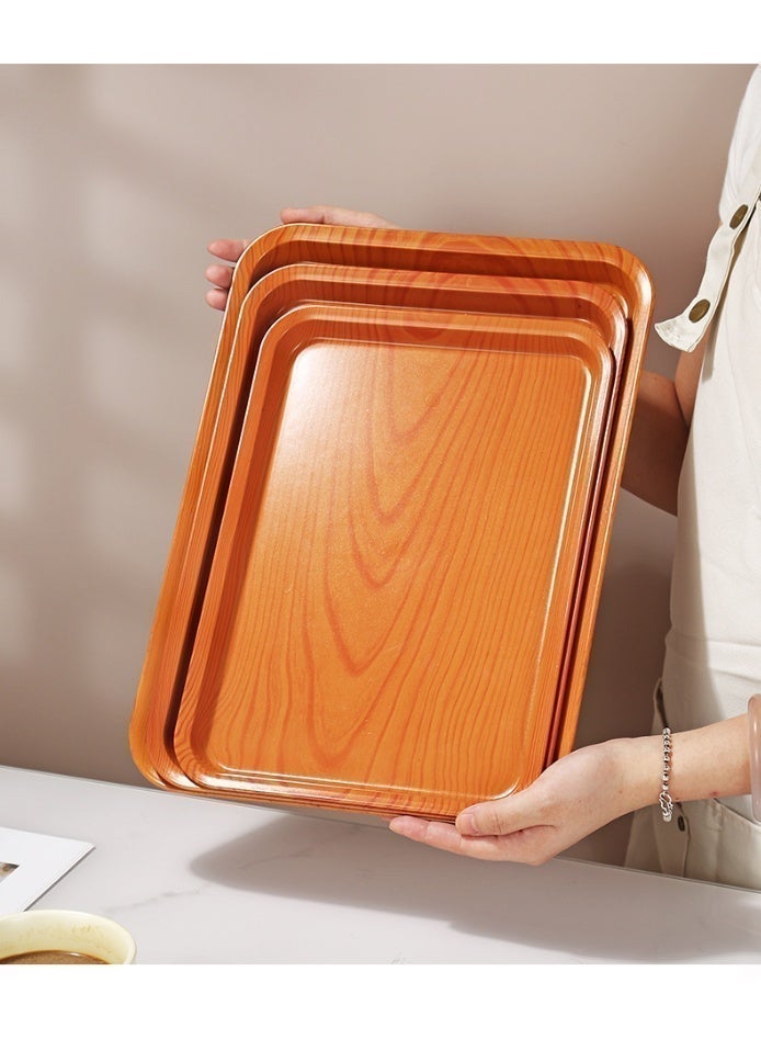 Ayshal 3 PCS Serving Tray, Wood Grain Serving Tray, Serving Plate, Spill-Proof Tray, Fruit Decorative Platter, Tea Snack Tray for Coffee, Family Party and Festival - Image 3