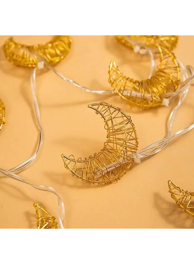 The Bros أضواء خيوط هلال رمضان وعيد، 6.5 قدم 20 LED مصباح قصر عيد مبارك للديكور الإسلامي الداخلي والخارجي للمنزل والحديقة (أبيض دافئ) يعمل بالبطارية - Image 4