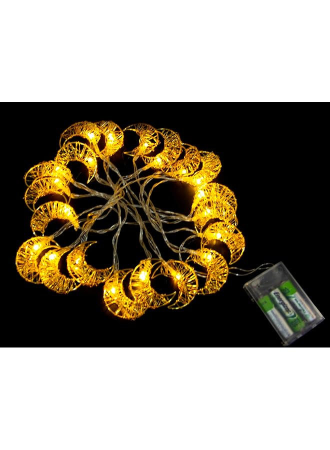 The Bros أضواء خيوط هلال رمضان وعيد، 6.5 قدم 20 LED مصباح قصر عيد مبارك للديكور الإسلامي الداخلي والخارجي للمنزل والحديقة (أبيض دافئ) يعمل بالبطارية - Image 1