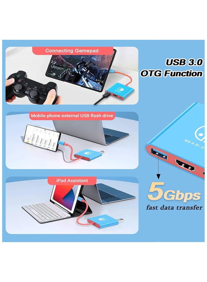 كابتن تيك سويتش دوك لمحطة إرساء نينتندو سويتش، محول قاعدة تلفزيون محمول متوافق مع نينتندو سويتش/OLED/Steam Deck يدعم وضع التلفزيون مع HDMI2.0 بديل للسفر للتبديل - Image 3