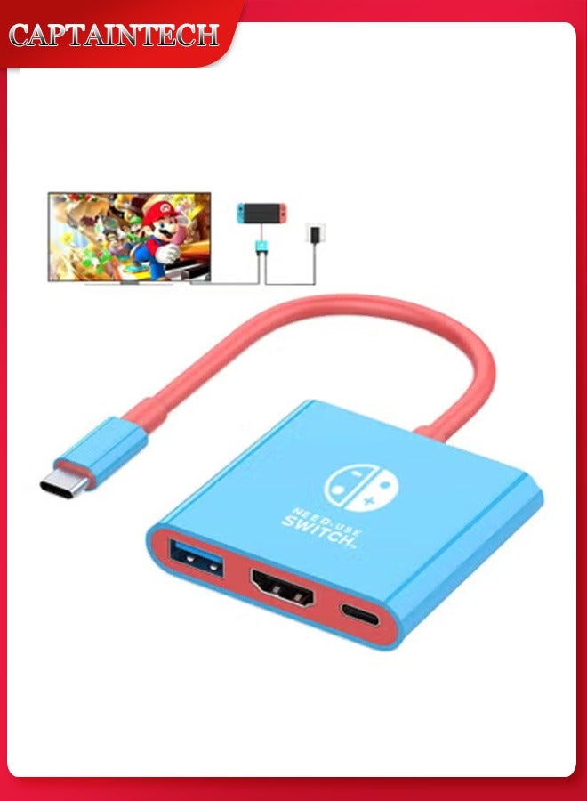 كابتن تيك سويتش دوك لمحطة إرساء نينتندو سويتش، محول قاعدة تلفزيون محمول متوافق مع نينتندو سويتش/OLED/Steam Deck يدعم وضع التلفزيون مع HDMI2.0 بديل للسفر للتبديل - Image 1