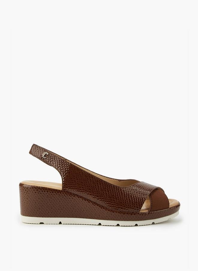 لو كونفورت صنادل بكعب إسفين بنقوش نسائية - Image 1