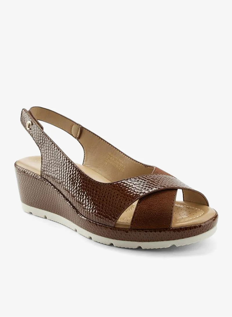 Le Confort BROWN Women Textured Wedge Heel Sandals for Women | Best Price UAE
