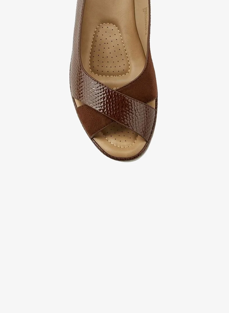 Le Confort BROWN Women Textured Wedge Heel Sandals for Women | Best Price UAE