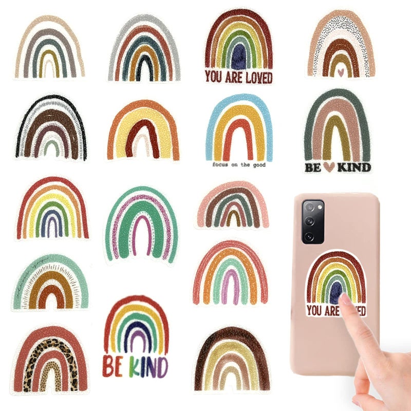 KPOONI KPOONI 16 PCS Calm Stickers Sensory Calming Stickers Tactile Rough Textured Rainbow Style Adhesives for Water BottlePhoneDeskOffice Orange 
