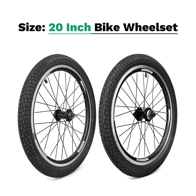 WEEROCK 20" Bike Wheelset, Front and Rear Wheelset, Aluminium Alloy Rim with 20 x 2.125 Inch Bike Tires, Compatible with 1/ Single Speed Threaded Freewheel and Rim Brakes - Image 2