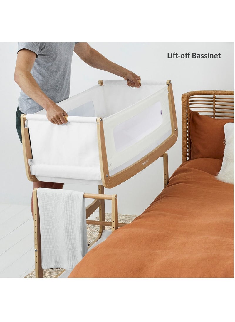 Snuz - Pod4 Bedside Crib For Infant And Baby, Increased Air Flow For Better Sleep, 3D Breathable Mattress, Machine Washable Liner, Rocking Stand , From 0 To 6 Months , Dimensions L100 X 49 X H95 - Natural - Image 1