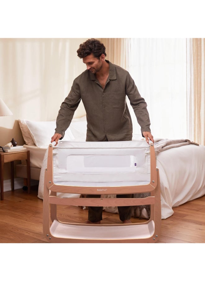 Snuz - Pod4 Bedside Crib For Infant And Baby, Increased Air Flow For Better Sleep, 3D Breathable Mattress, Machine Washable Liner, Rocking Stand , From 0 To 6 Months , Dimensions L100 X 49 X H95 - Natural - Image 1
