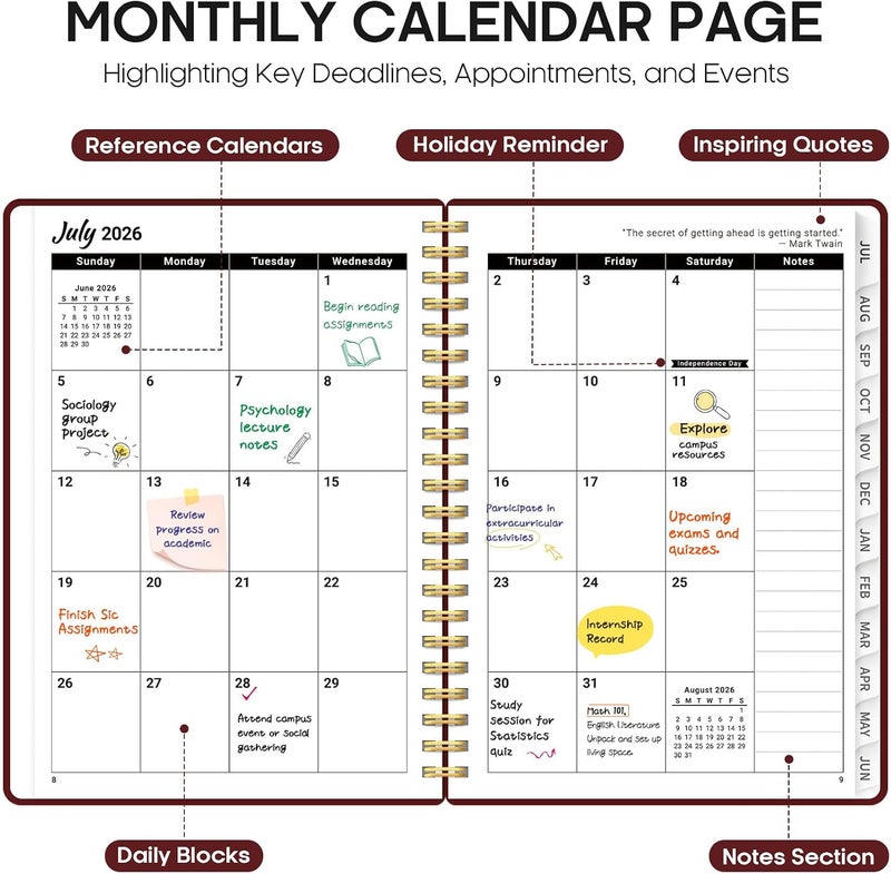 Taja Planner 2026-2027, Weekly and Monthly Calendar Academic Planner for Women, July 2026 - June 2027, Spiral Bound School Planning Tool, Perfect for Teacher, Student, Women & Men, A5 (6.3" x 8.5 - Image 2