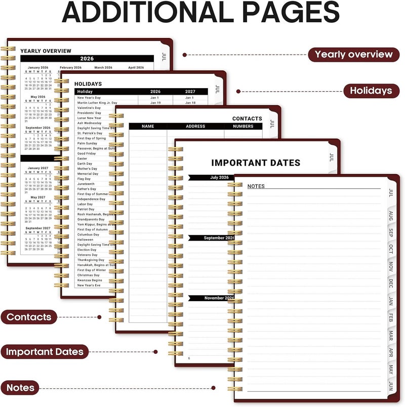 Taja Planner 2026-2027, Weekly and Monthly Calendar Academic Planner for Women, July 2026 - June 2027, Spiral Bound School Planning Tool, Perfect for Teacher, Student, Women & Men, A5 (6.3" x 8.5 - Image 5