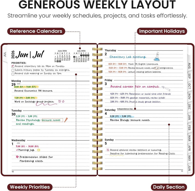 Taja Planner 2026-2027, Weekly and Monthly Calendar Academic Planner for Women, July 2026 - June 2027, Spiral Bound School Planning Tool, Perfect for Teacher, Student, Women & Men, A5 (6.3" x 8.5 - Image 3