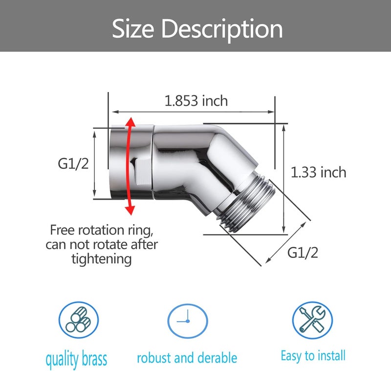 LUOFANT Shower Head Elbow Adapter, Shower Arm Elbow Adapter for Hand Showers and Wall-mounted Showers，Shower Arm Extension (135degree） - Image 2