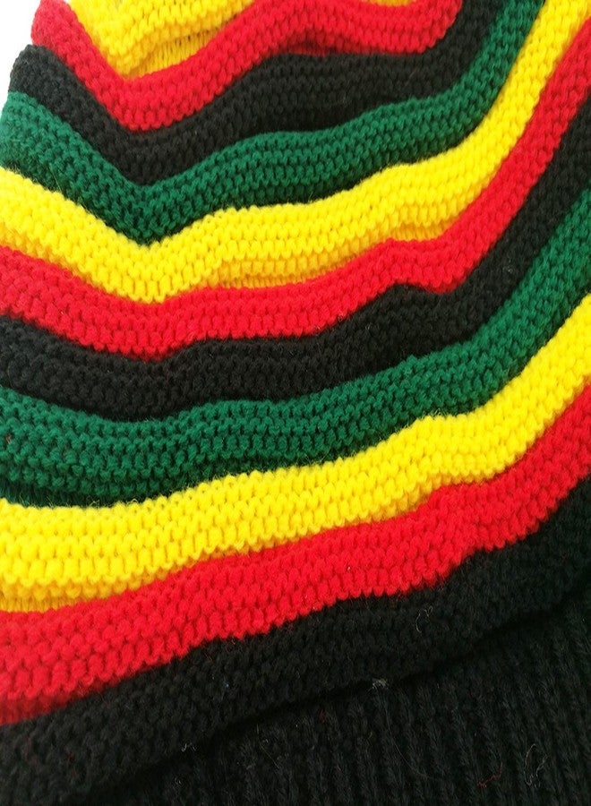 Unigift Colored Striped Long Style Hip-hop Hairy Knitted Hat-The Jamaican Reggae Hat (Green Red) - Image 2