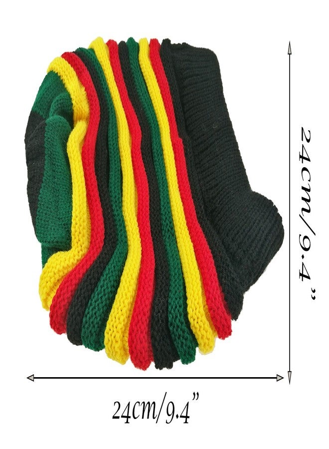 Unigift Colored Striped Long Style Hip-hop Hairy Knitted Hat-The Jamaican Reggae Hat (Green Red) - Image 4