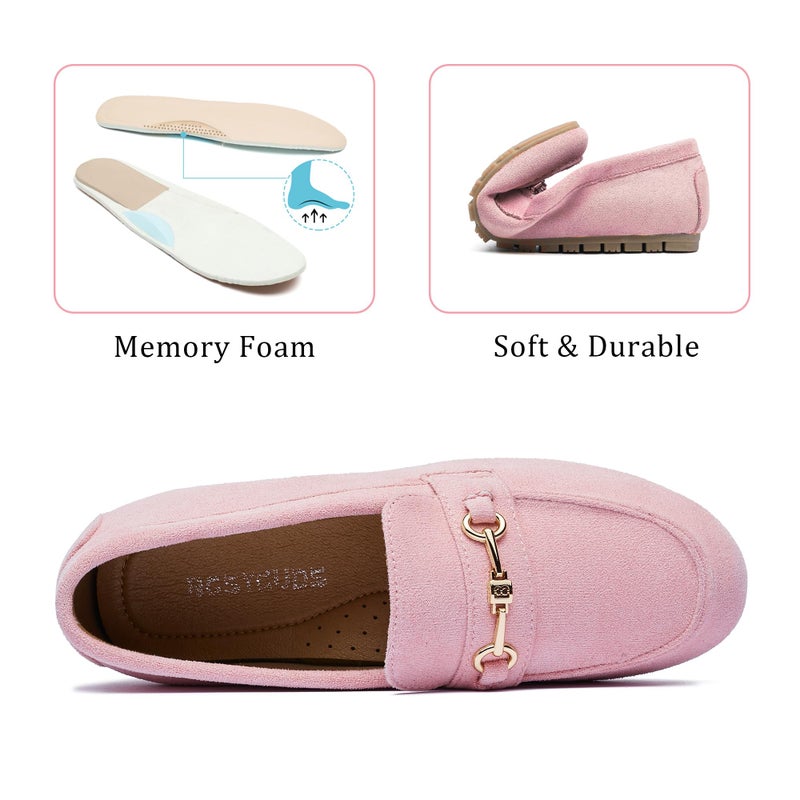 BGSTGUDS Women Loafers Shoes Cute Dressy Shoes Ladies Comfort Slip Ons Work Shoes, Light Pink, Size 11 - Image 4
