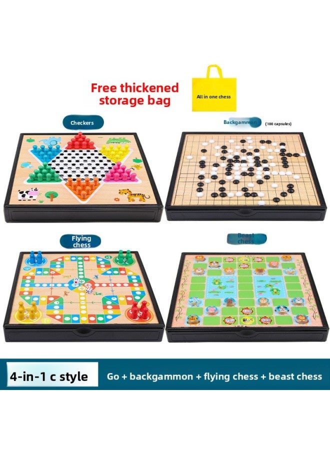 Flying Chess, Checkers, Backgammon, Large Multi-Functional Chessboard Combination, Family Interactive Kidsren's Toy