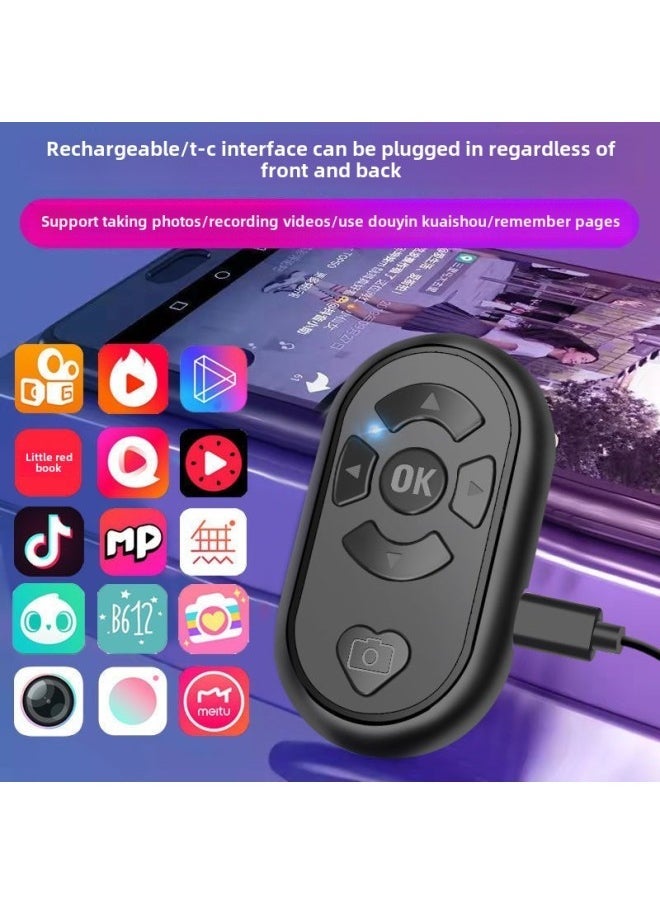 Charging Tremolo Remote Control Bluetooth Mobile Phone Selfie Short Video Page Turning Praises Fast Hand Remote Control-Color:Pink (6 Keys)-[excellent Boxed] Manual + Charging Cable - Image 1