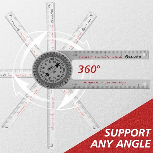 LUVRD Miter Saw Protractor, Professional Miter Angle Finder for Woodworking Replaces the Model #505P-7 Miter Protractor Angle Finder with Measuring Rulers for Carpentry, Crown Molding Tool, Baseboard - Image 3