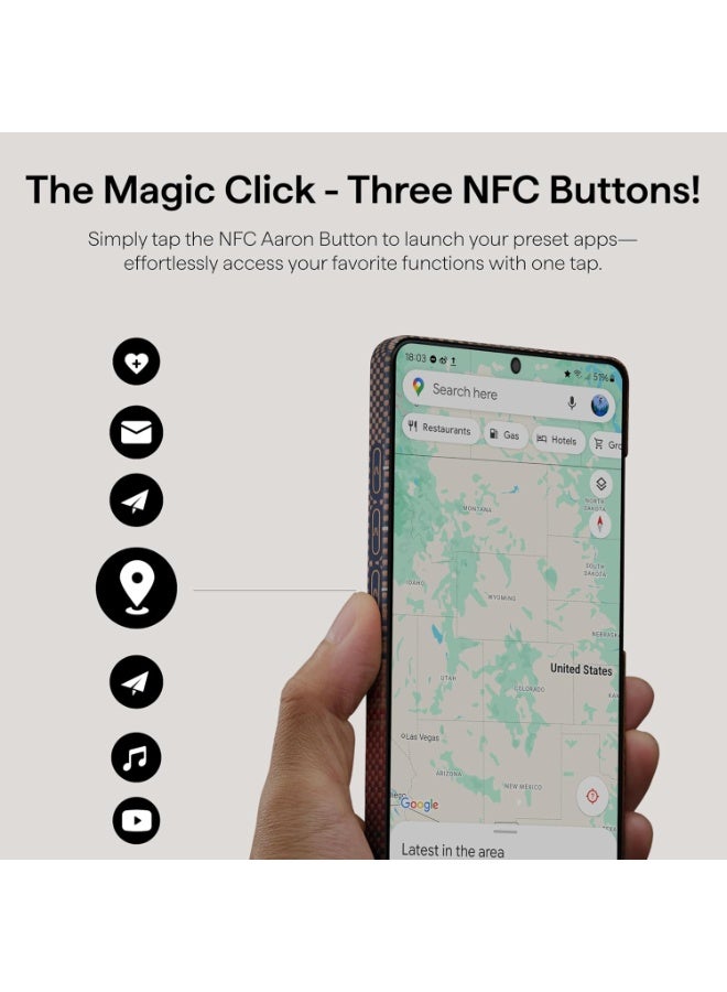 PITAKA حافظة PITAKA لجهاز S26، 6.3 بوصة، متوافقة مع MagSafe، حافظة سامسونج جالاكسي S26 فائقة النحافة مع زر آرون، ألياف أراميد 600D المنسوجة [حافظة حواف - أسود/رمادي] - Image 3