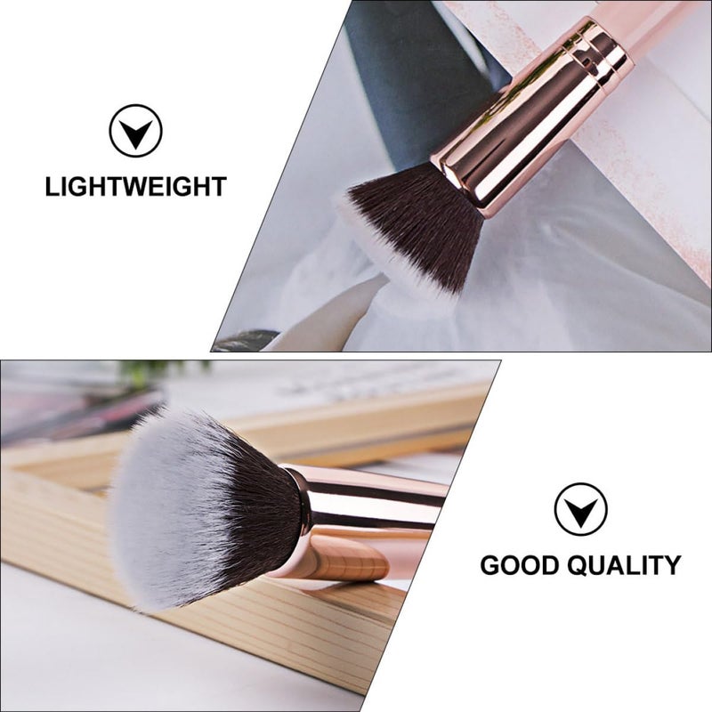 2pcs Foundation Makeup Brush Set Flat Top Powder Blush Cosmetic Brush with Rose Gold and Black Handles, High-density Synthetic Bristles for Cream and Liquid Makeup, Portable Face - Image 3