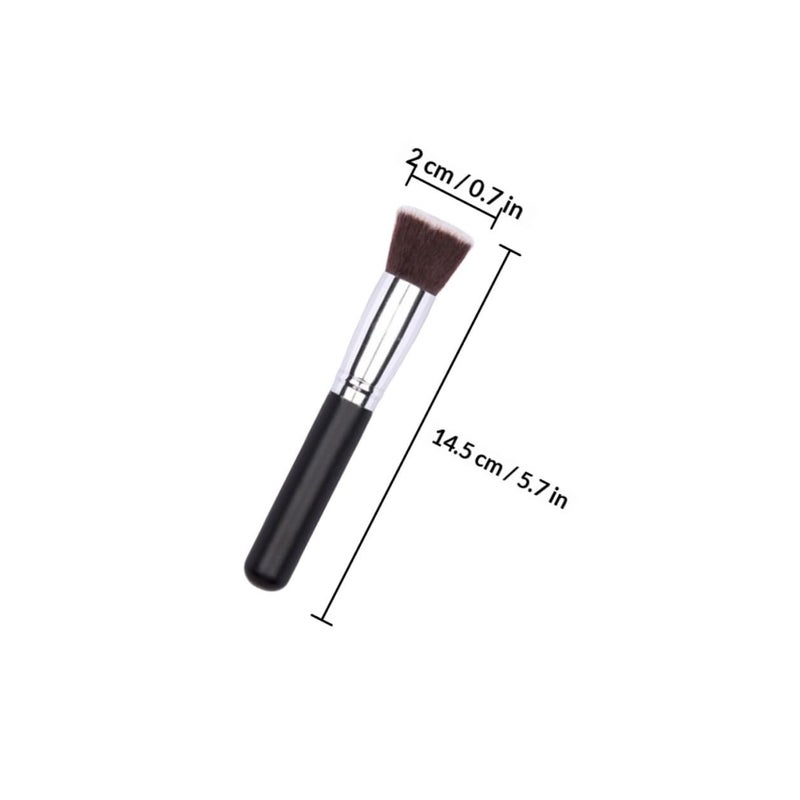 2pcs Foundation Makeup Brush Set Flat Top Powder Blush Cosmetic Brush with Rose Gold and Black Handles, High-density Synthetic Bristles for Cream and Liquid Makeup, Portable Face - Image 2