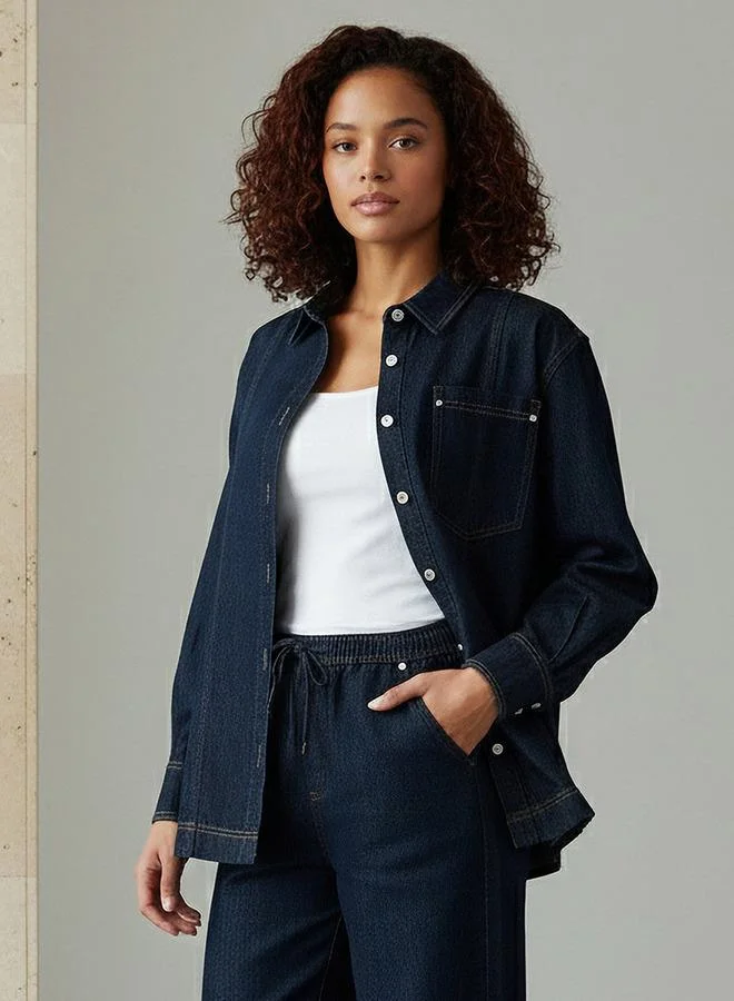 Lee Cooper Regular Fit Denim Shacket with Pocket