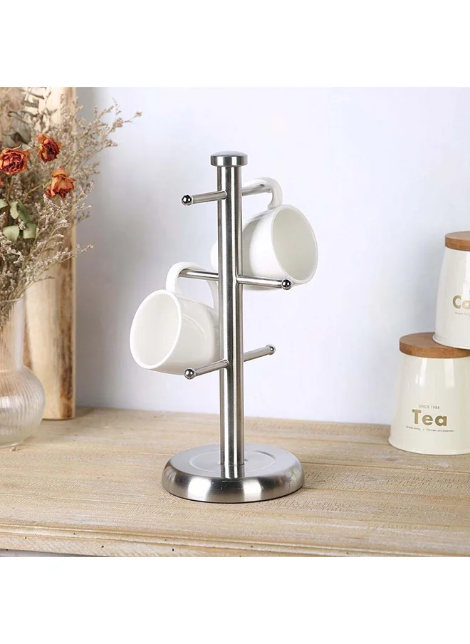 DANUBE HOME Loretta Stainless Steel Mug Tree Stainless Steel Stainless Steel Kitchen Tissue Holder For Kitchen & Dining Room D15Xh35Cm - Silver