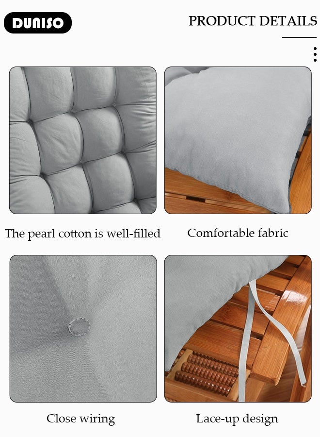 DUNISO Lounger Cushion Pads, Rocking Chair Cushion with Ties,Rattan Chair Cushion, Premium Plush PP Cotton Pads Non Skid Slip Backed Set of Upper and Lower,Portable Garden Patio Thick Padded Bed Seat Cover For Travel Holiday - Image 4