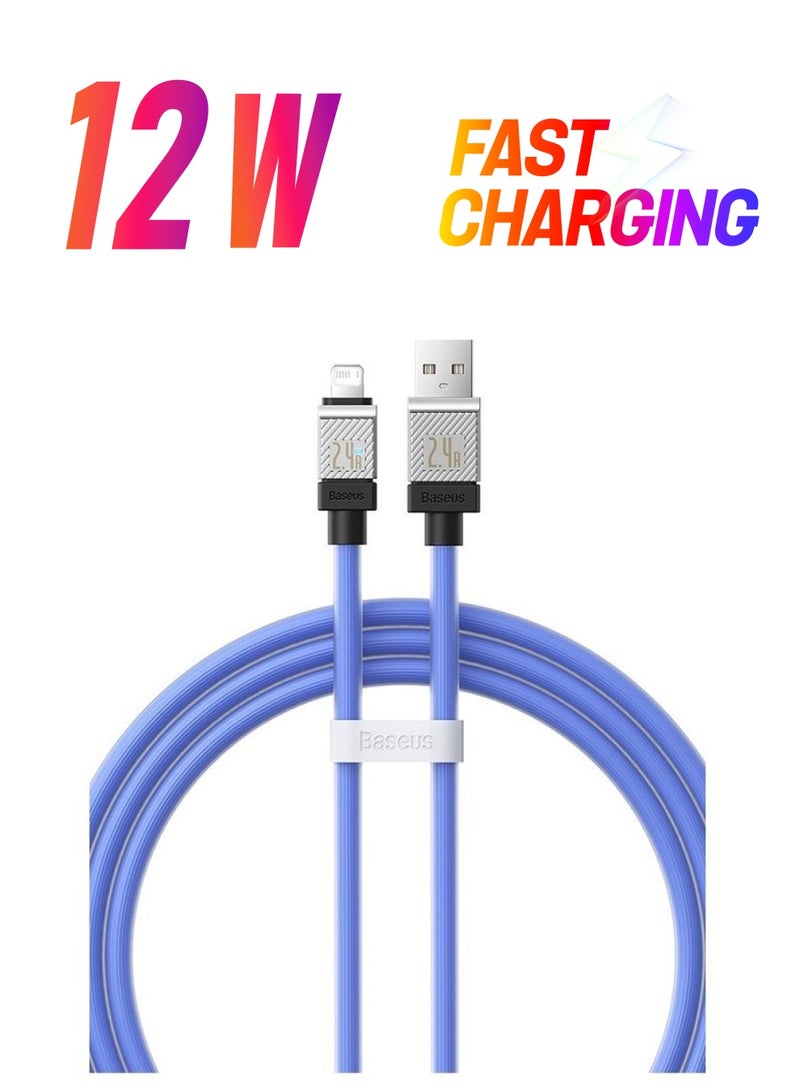 Baseus iPhone Cable 1M Fast Charging And Data Cable iPhone Charger Cable 2.4A Lightning Cord Compatible for iPhone 14/14 Pro/14 Plus/14 Pro Max, iPhone 13 Pro 12 Pro Max 11 XS 7 Plus 6S iPad Pro Blue - Image 1