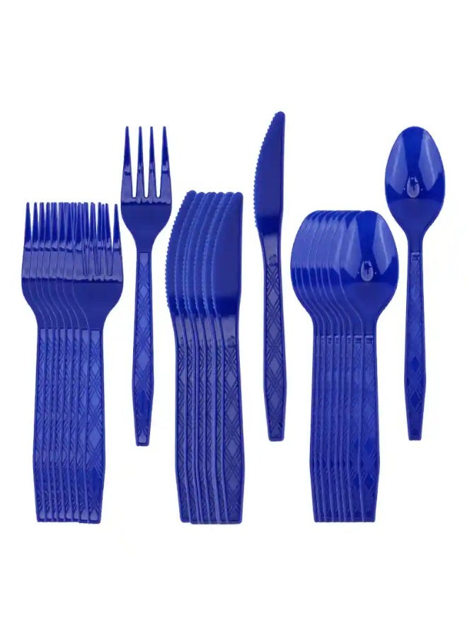 Dark Blue plastic cutlery set 30 pcs