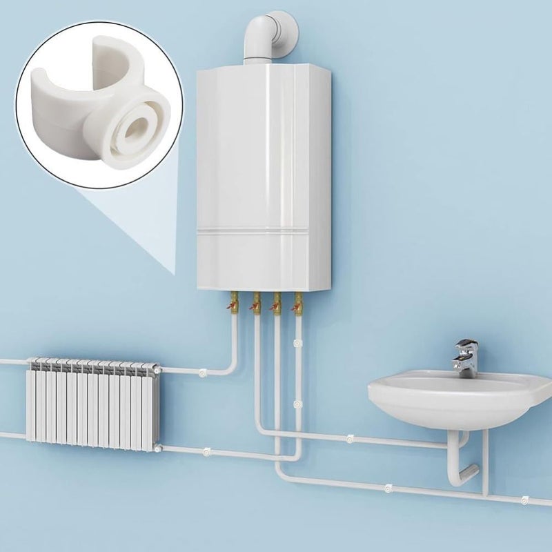 20 Pcs White Plastic PVC Pipe Clamps Hangers U Shaped Hook Water Pipes Support Fastener Tubing Clip Socket Clamps For Secure Fixing - Image 1