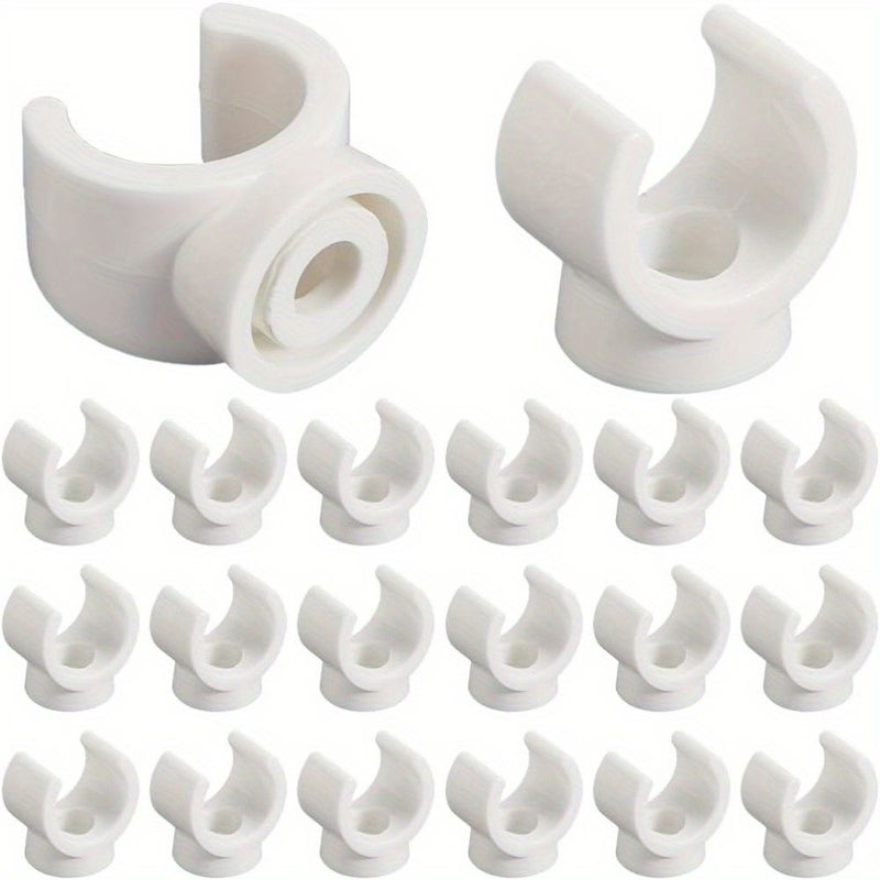 20 Pcs White Plastic PVC Pipe Clamps Hangers U Shaped Hook Water Pipes Support Fastener Tubing Clip Socket Clamps For Secure Fixing - Image 2