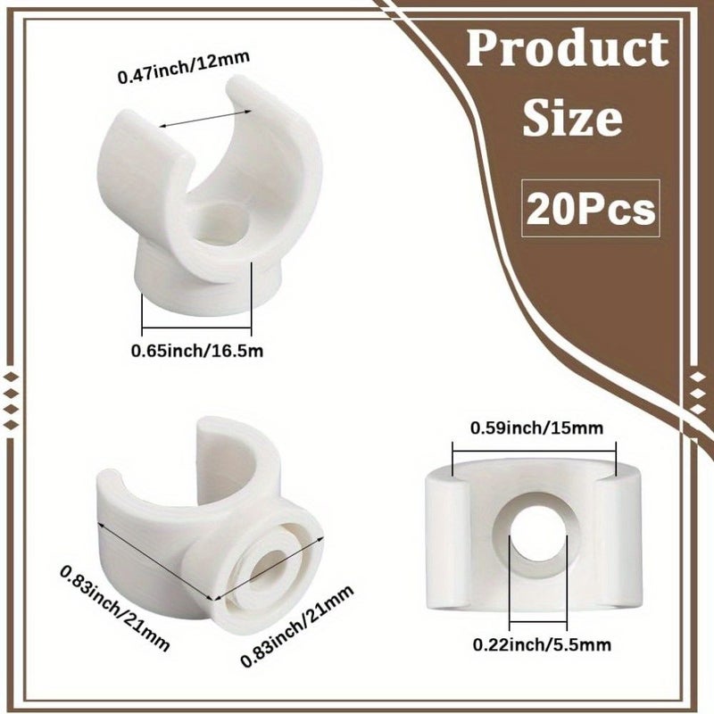 20 Pcs White Plastic PVC Pipe Clamps Hangers U Shaped Hook Water Pipes Support Fastener Tubing Clip Socket Clamps For Secure Fixing - Image 3