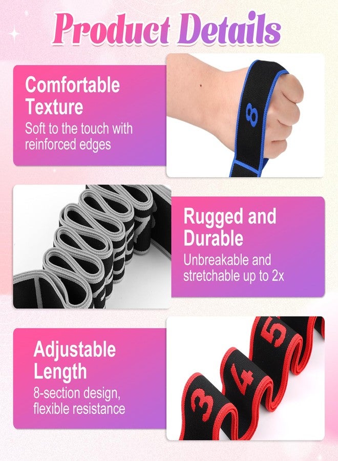 Timeno 8-Section Numbered Elastic Resistance Band | Fitness Band with Clear Markings for Yoga, Stretching, Pilates (3psc B-Purple + Blue + Rose Red) - Image 5