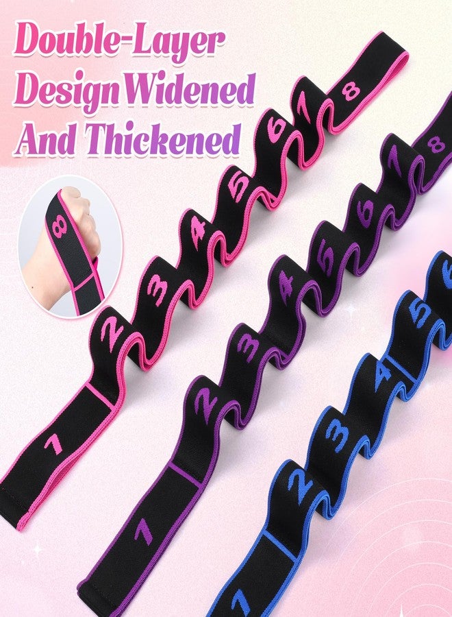 Timeno 8-Section Numbered Elastic Resistance Band | Fitness Band with Clear Markings for Yoga, Stretching, Pilates (3psc B-Purple + Blue + Rose Red) - Image 3
