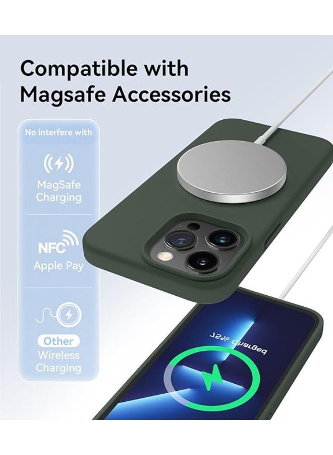 جراب متوافق مع هاتف iPhone 13 Pro Max، [حماية عسكرية ضد الصدمات] جراب سيليكون مع بطانة ناعمة من الألياف الدقيقة مضادة للخدش، 6.7 بوصة، أخضر جبال الألب - Image 2