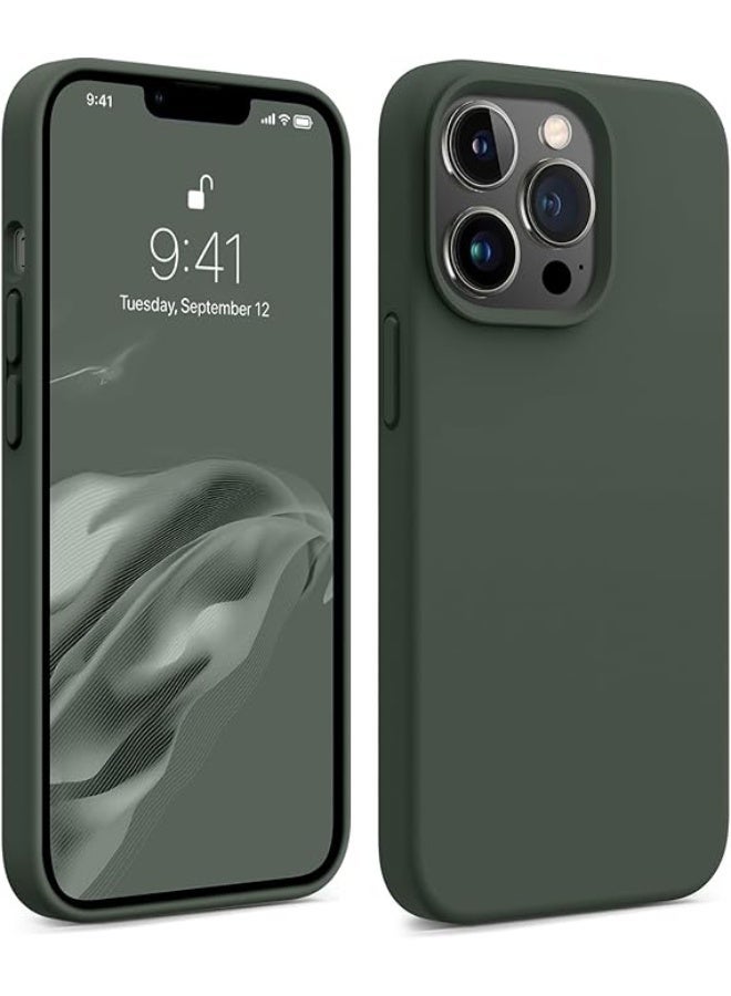 جراب متوافق مع هاتف iPhone 13 Pro Max، [حماية عسكرية ضد الصدمات] جراب سيليكون مع بطانة ناعمة من الألياف الدقيقة مضادة للخدش، 6.7 بوصة، أخضر جبال الألب - Image 1