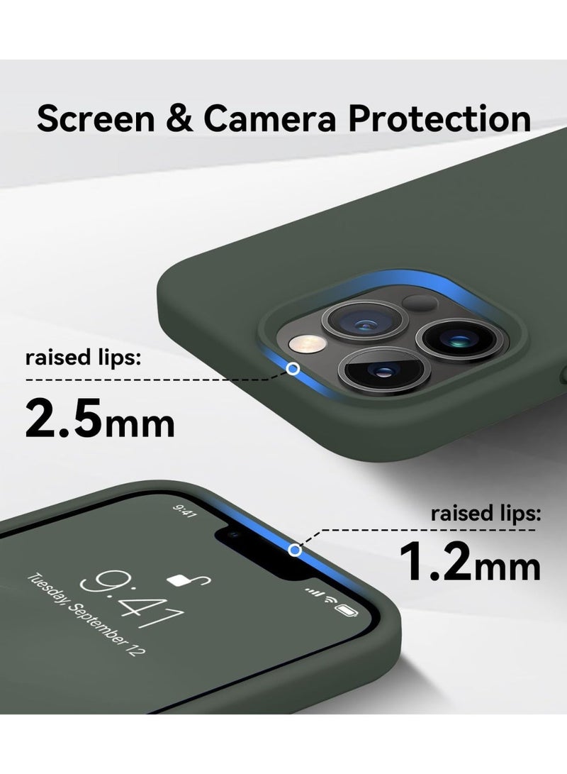 جراب متوافق مع هاتف iPhone 13 Pro Max، [حماية عسكرية ضد الصدمات] جراب سيليكون مع بطانة ناعمة من الألياف الدقيقة مضادة للخدش، 6.7 بوصة، أخضر جبال الألب - Image 3