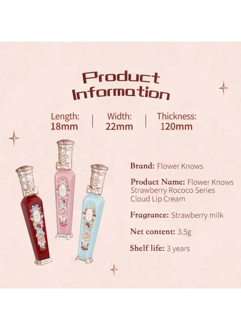 Flower Knows - Strawberry Rococo Series Cloud Lip Cream Lipsticks Women Beauty Cosmetic Lip Makeup Easy to Wear Natural Lipstick (09 Strawberry Crown) - Image 1