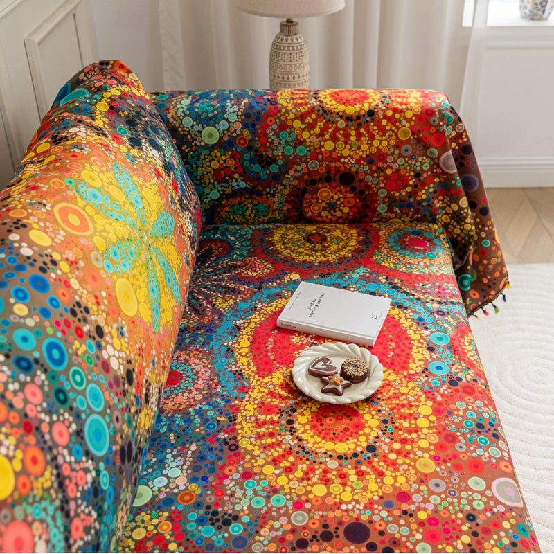 Erbnaryx Boho Couch Cover Sofa Covers Tassels Designe for Sectional Sofa Washable 3 Cushion Couch Living Room (A7, 71"x118") - Image 2