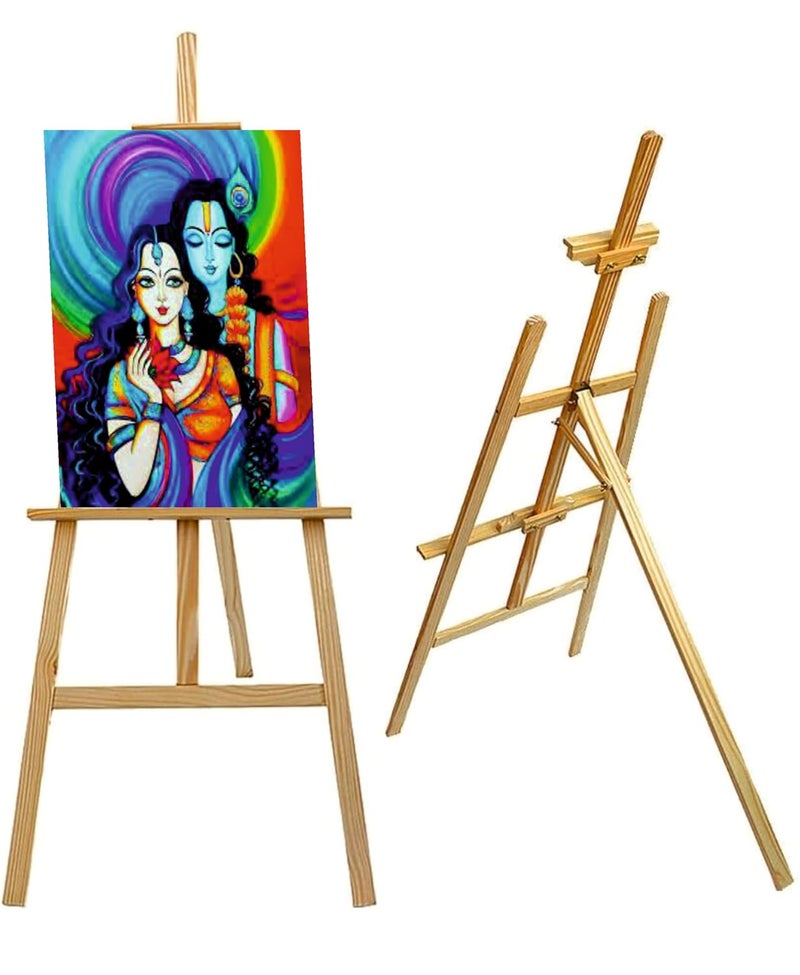 VRB Dec حامل لوحات خشبي قابل للطي/قابل للتعديل بطول 5 أقدام لعرض الأعمال الفنية الرائعة، الرسم، اللوحات، الترويج للأعمال، العرض، طلاب الفنانين (5 أقدام - 1 قطعة) - Image 1