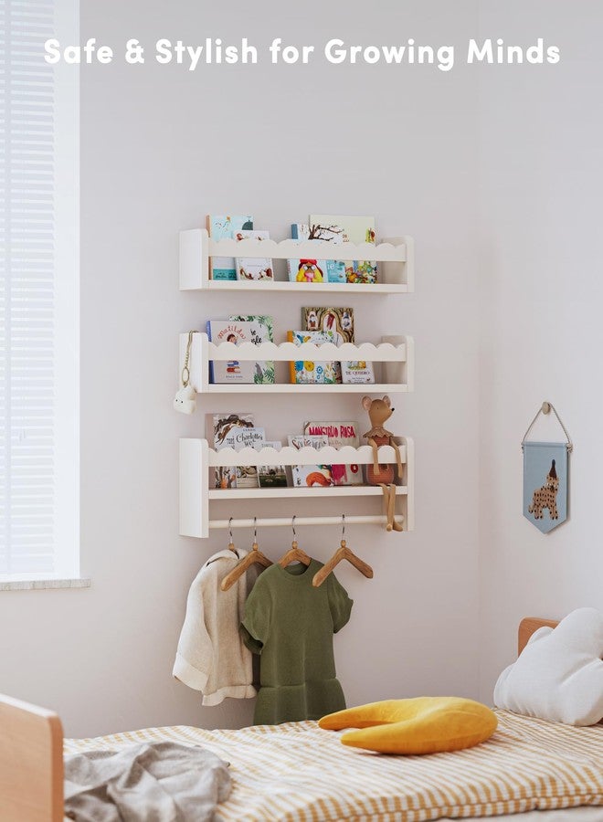 رفوف كتب لغرف الأطفال من سيوكراي، رفوف مزخرفة، رفوف كتب معلقة على الحائط، ديكور لغرف الأطفال الرضع والصغار (أبيض، 16.5 بوصة) - Image 4