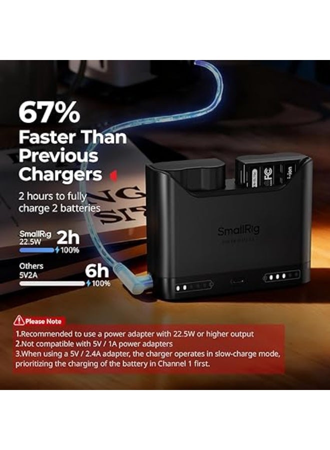 سمول ريج SMALLRIG EN-EL15c Camera Battery Set for Nikon, 22.5W Dual Slot Charger, 1940mAh Batteries, Full Compatible With Nikon ZR, Z6III, Zf, Z8, Z7II, Z7, Z6II, Z6, D850, D810, D780, D750, D500, D7500, D7200 - Image 3