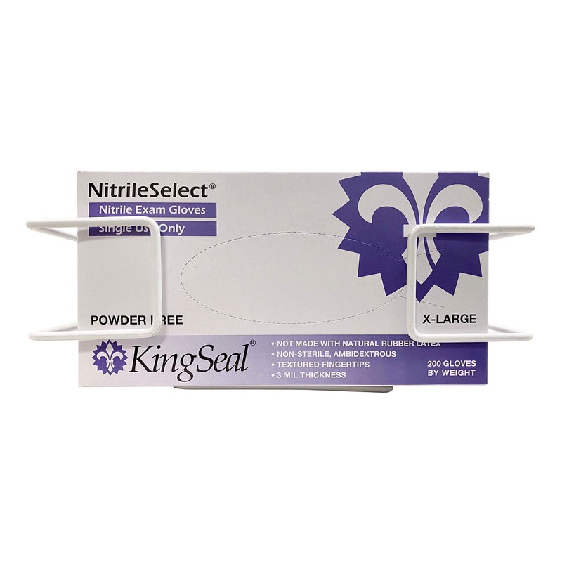 KingSeal 1 لكل | قفاز يمكن التخلص منه أو حامل صندوق مناديل سلكية حامل صندوق عالمي مثبت على الحائط لصناديق مفردة أكبر حجمًا باللون الأبيض - 1 حامل صندوق القفازات - Image 4