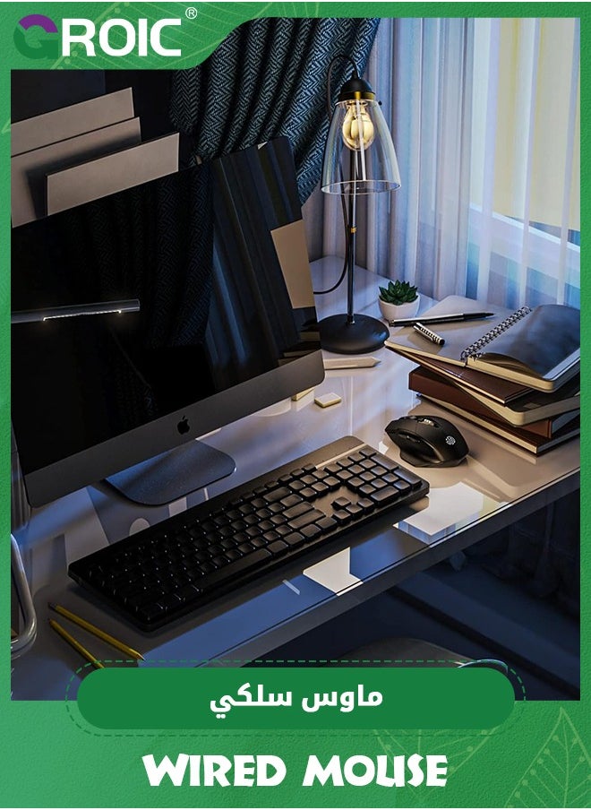 GROIC - ماوس لاسلكي أسود، ماوس لاسلكي قابل لإعادة الشحن 2.4 جيجا USB، ماوس كمبيوتر مريح، 3 مستويات DPI، ماوس لاسلكي صامت للكمبيوتر المحمول والكمبيوتر الشخصي - Image 1
